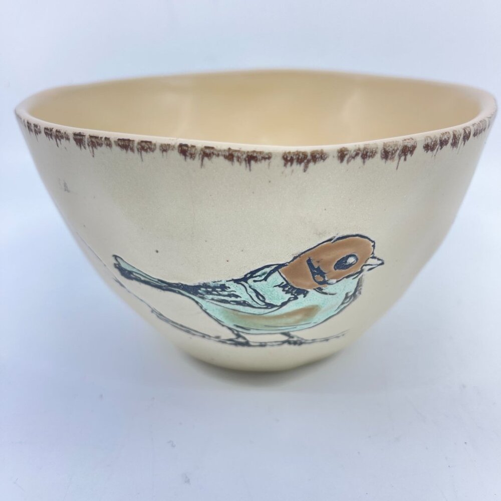 in homestylez cream bird pattern ceramic serving bowl